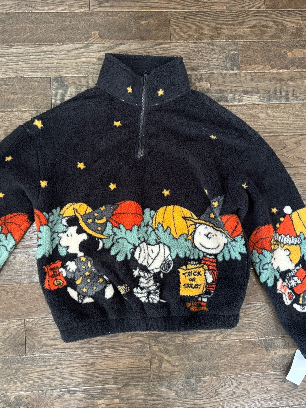 Size XS Peanuts Halloween juniors Sherpa quarter zip NWT